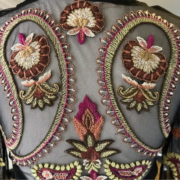 Free People Embroidered Sheer Corset Top XS Florence Festival - Picture 12 of 13